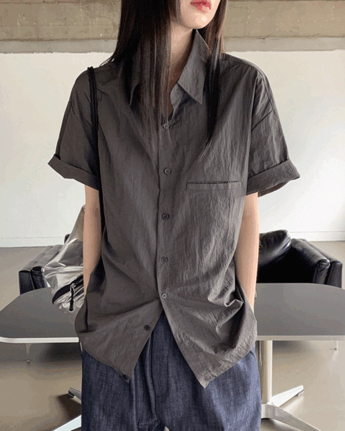 [4千枚販売/UNISEX] ファスト ナイロン ストリング オーバーフィット 半袖 シャツ